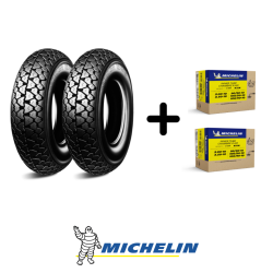 PACK : 2 x Michelin S83 3.50 - 10 59J + 2 x CAMARA MICHELIN 10 B4 val. CurvaCurva