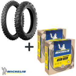 PACK4 : Michelin Enduro MEDIUM 90/100 - 21  y 140/80-18 + Michelin BIB MOUSSE M16 + M14